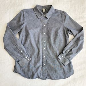 Dalia Collection Chambray Button Down Shirt 100% Cotton M
